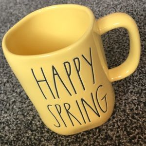 RARE! Rae Dunn yellow HAPPY SPRING ceramic mug